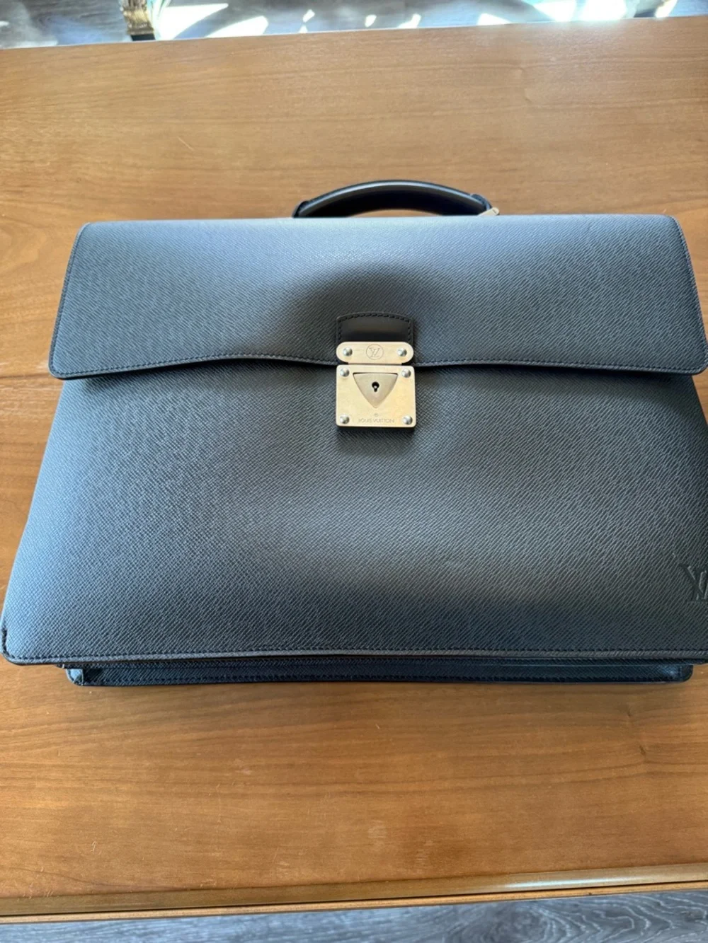 Louis Vuitton Black Men's Briefcase with Silver-Tone Lock